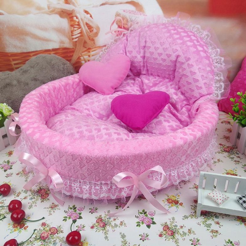 Luxury Pet Dog Bed Cute Princess Nest Pet Cat Bed Sofa Dollhouse Blue Pink Small Dogs House Kennels Free Shipping